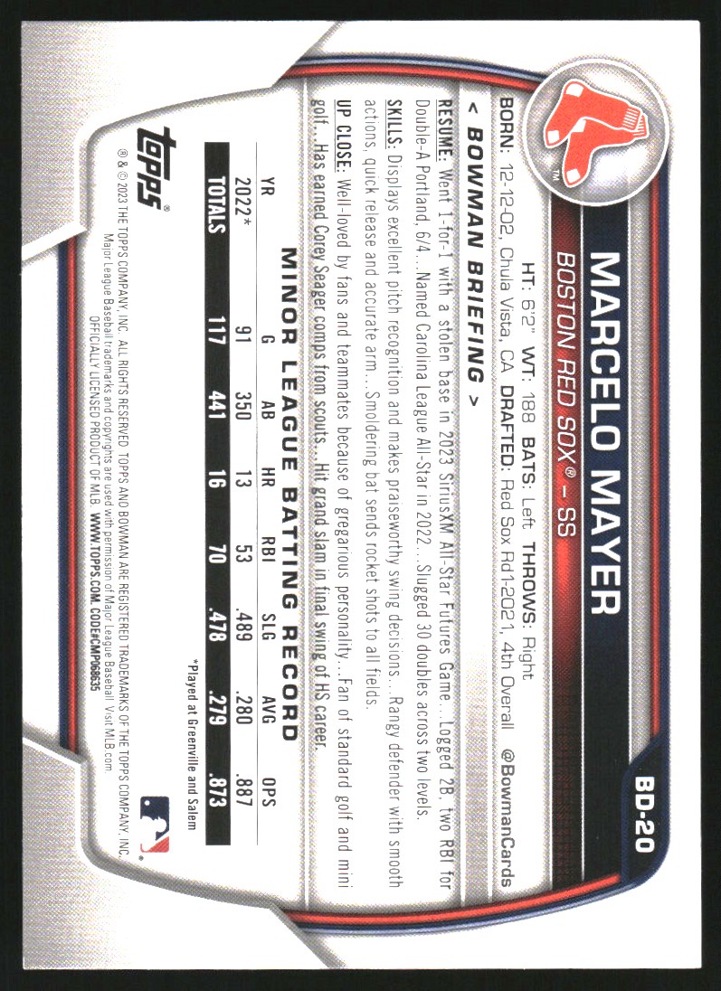 2023 Bowman Draft #BD20 Marcelo Mayer