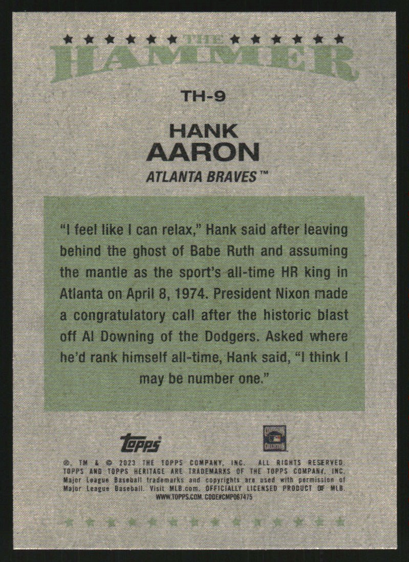 2023 Topps Heritage The Hammer #TH9 Hank Aaron