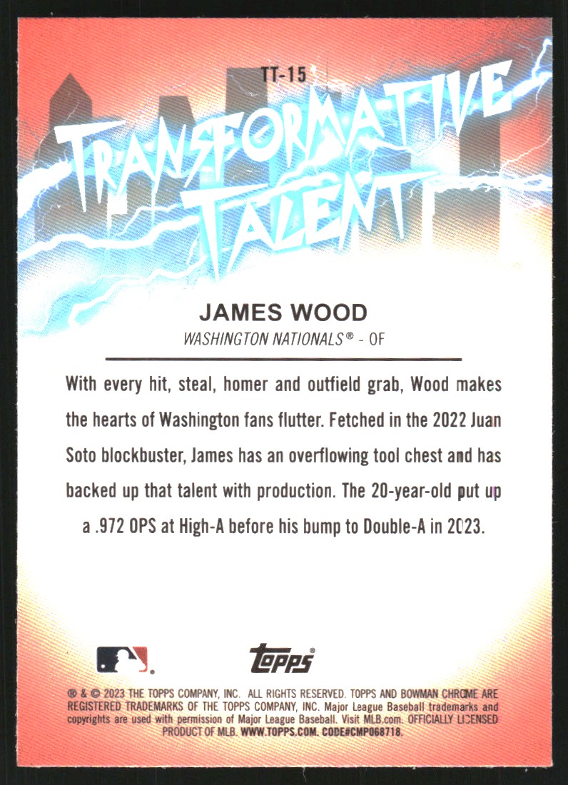 2023 Bowman Chrome Draft Transformative Talent #TT15 James Wood