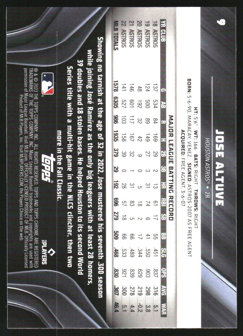 2023 Topps Chrome Black #9 Jose Altuve