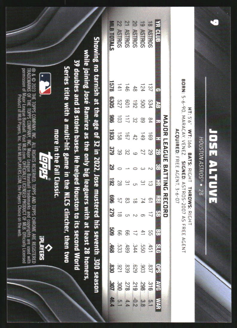 2023 Topps Chrome Black Blue Refractors #9 Jose Altuve