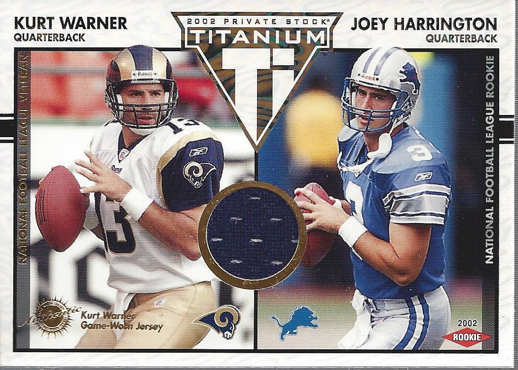 2002 Titanium #160 Kurt Warner JSY/500/Joey Harrington RC