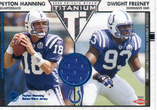 2002 Titanium Blue Jerseys #132 Peyton Manning JSY/Dwight Freeney/200