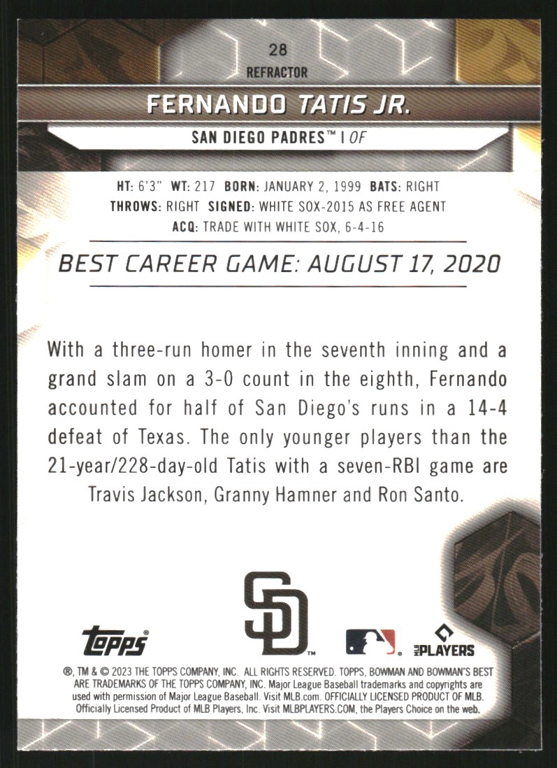2023 Bowman's Best Refractors #28 Fernando Tatis Jr.