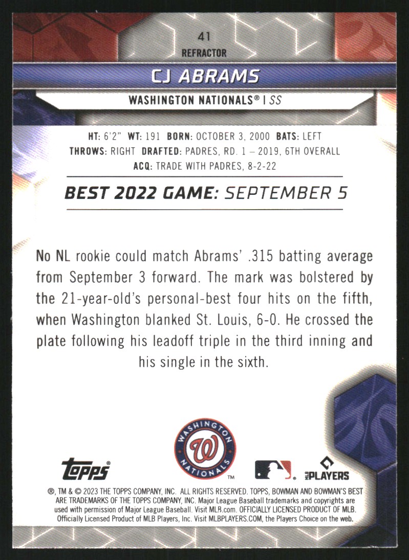 2023 Bowman's Best Refractors #41 CJ Abrams