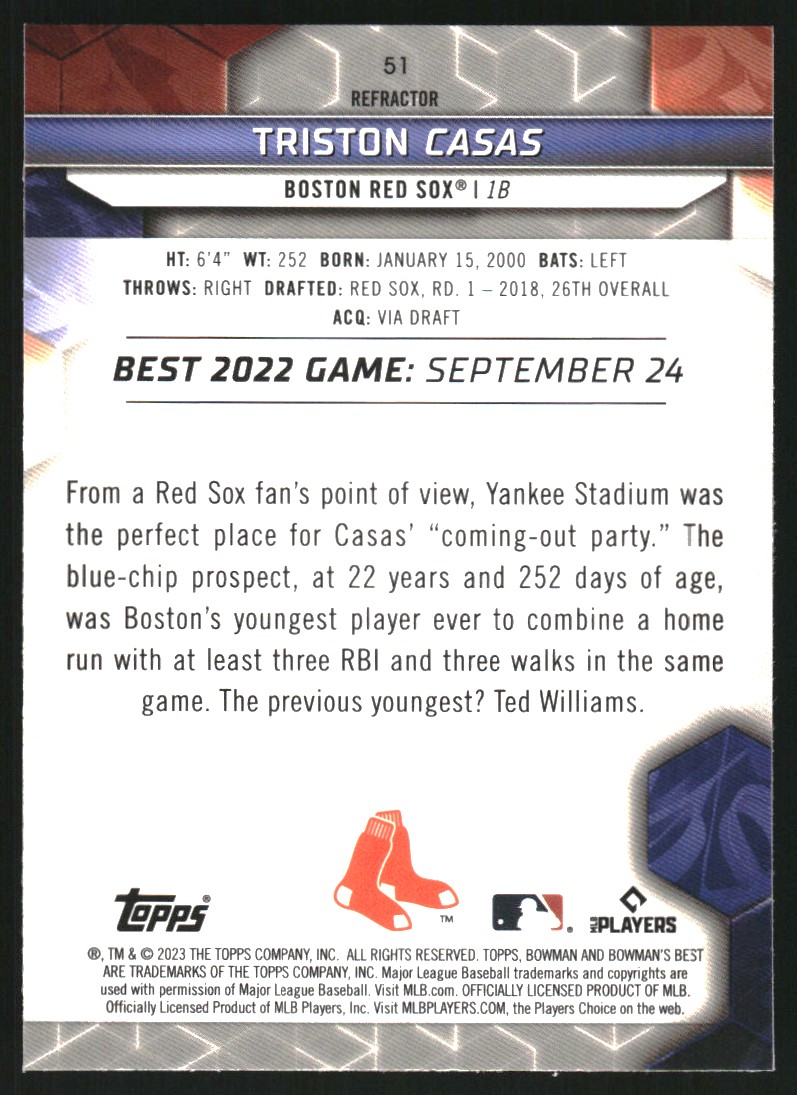 2023 Bowman's Best Refractors #51 Triston Casas