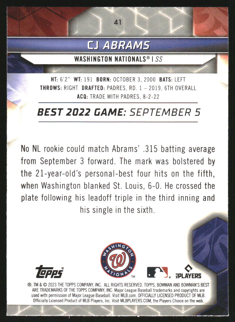 2023 Bowman's Best Wave Refractors #41 CJ Abrams