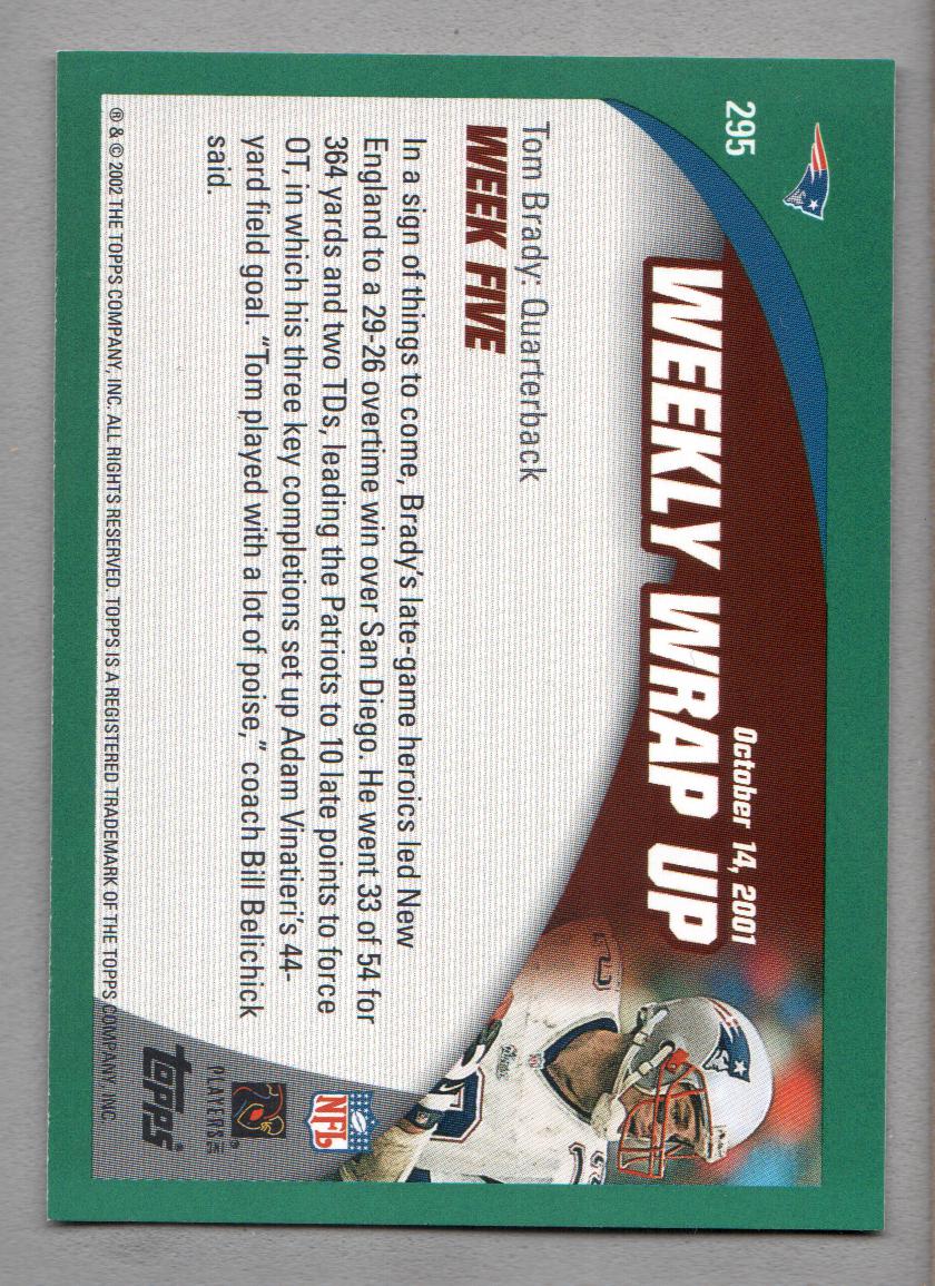 2002 Topps #295 Tom Brady WW back image