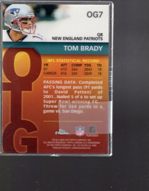 2002 Topps Chrome Own the Game #OG7 Tom Brady back image