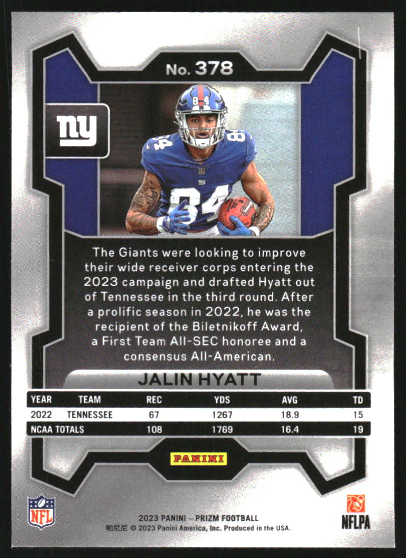 2023 Panini Prizm #378 Jalin Hyatt RC
