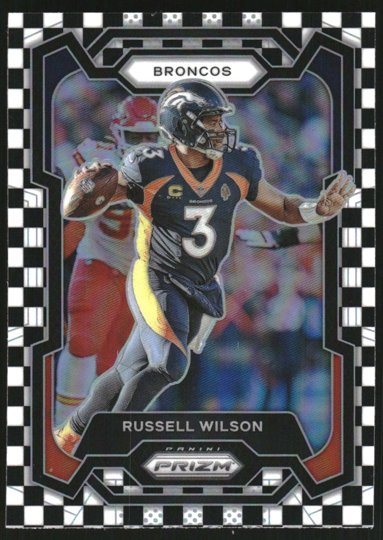 2023 Panini Prizm Prizms Black and White Checker #93 Russell Wilson