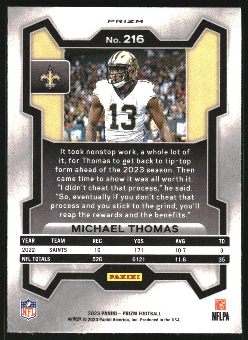 2023 Panini Prizm Prizms Black and White Checker #216 Michael Thomas