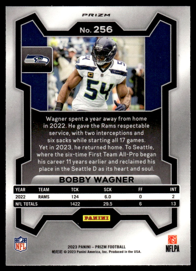 2023 Panini Prizm Prizms Black and White Checker #256 Bobby Wagner
