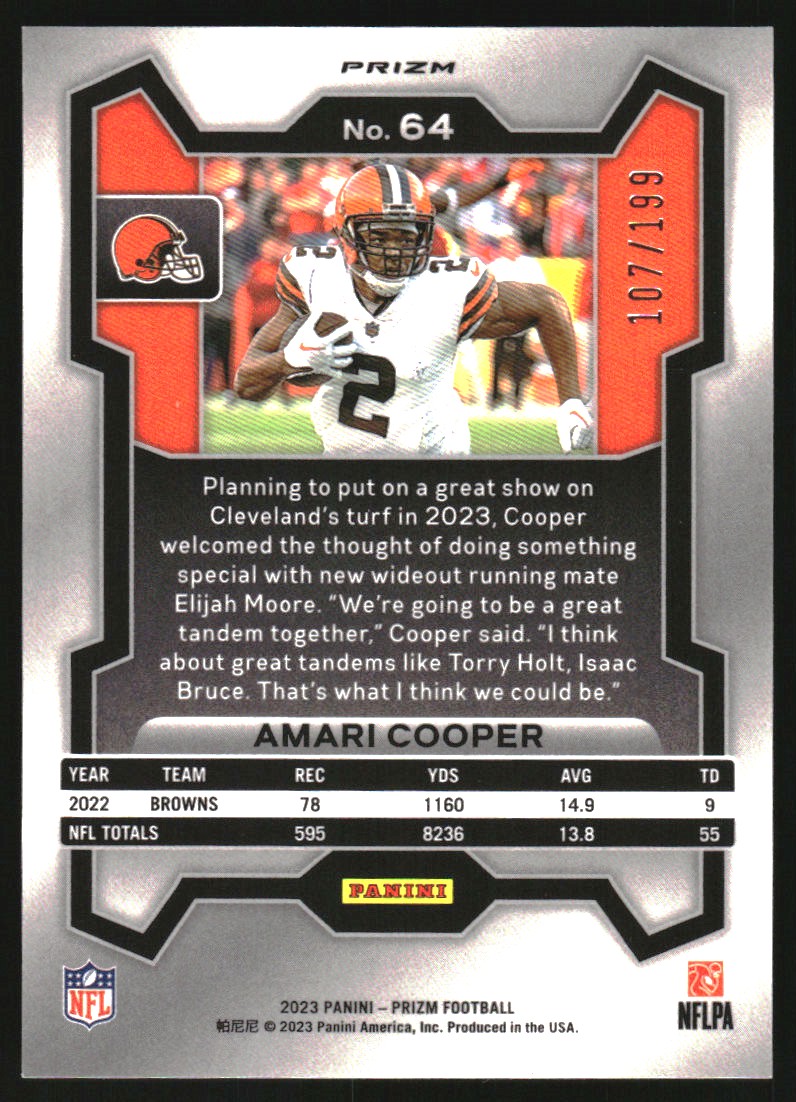2023 Panini Prizm Prizms Blue Wave #64 Amari Cooper