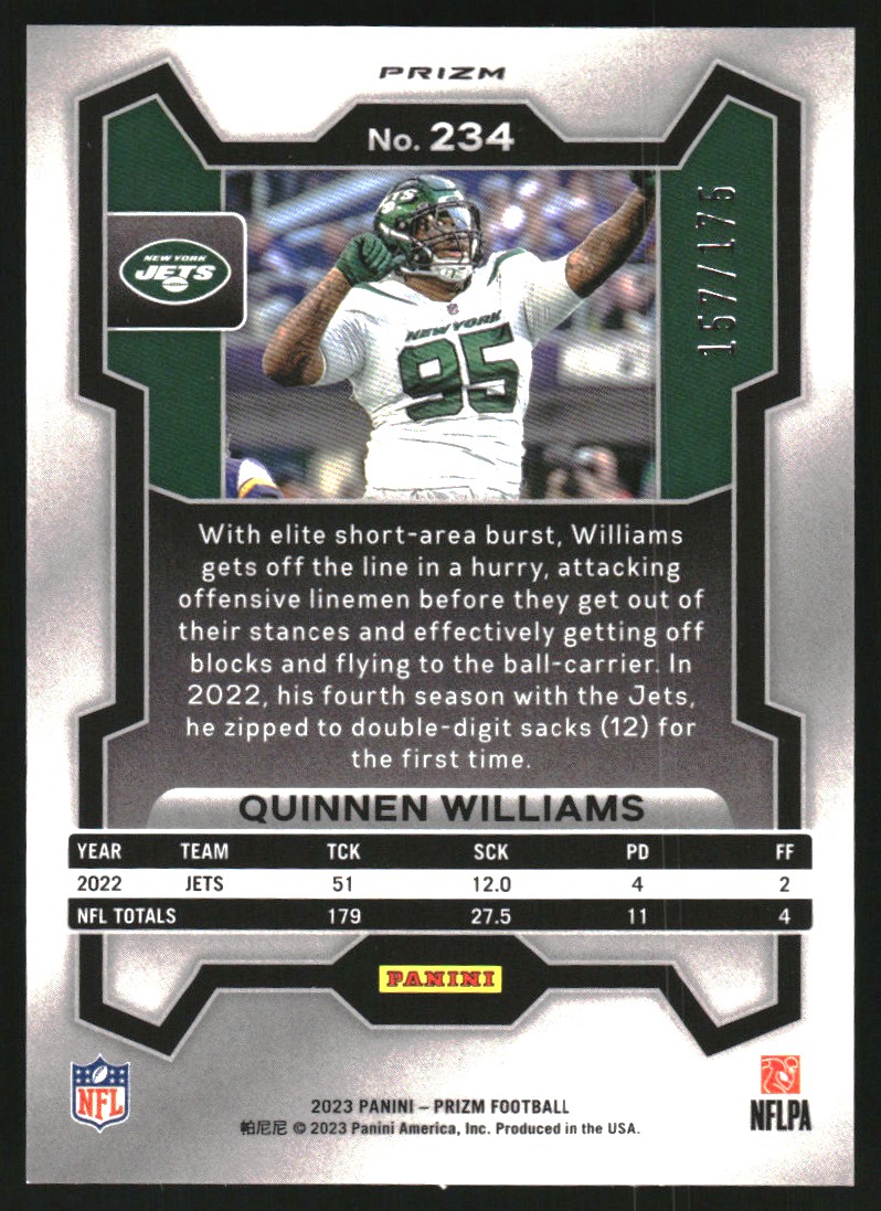 2023 Panini Prizm Prizms Hyper #234 Quinnen Williams