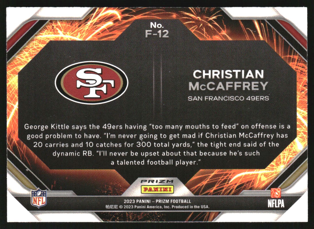 2023 Panini Prizm Fireworks Prizms Green #12 Christian McCaffrey