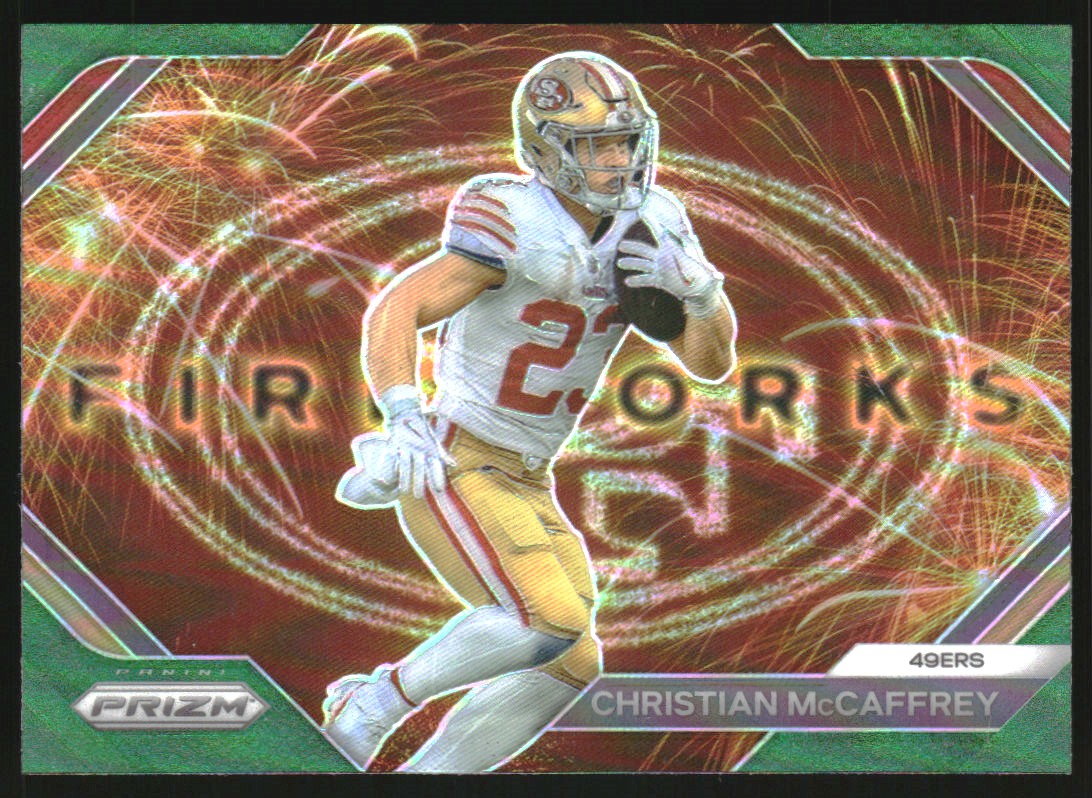 2023 Panini Prizm Fireworks Prizms Green #12 Christian McCaffrey