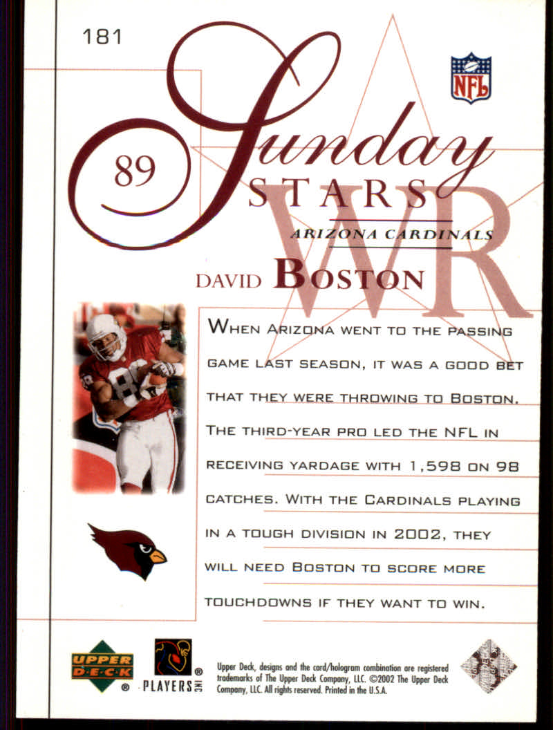 2002 Upper Deck Football "Main Set" Cards #1 to #300 - Picture 273 of 305