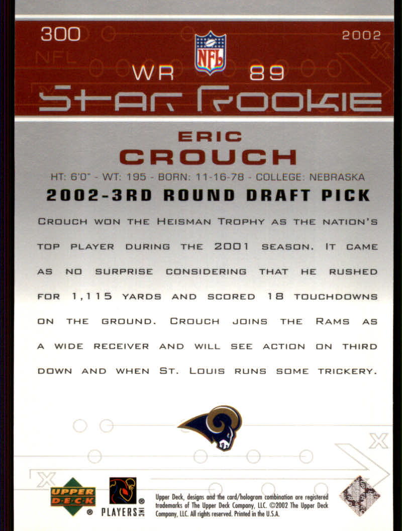 2002 Upper Deck Football "Main Set" Cards #1 to #300 - Picture 305 of 305