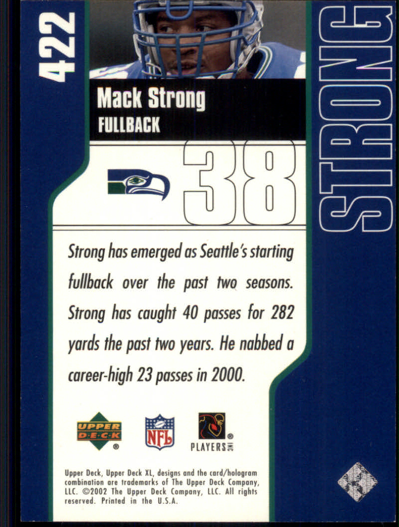 2002 XL (Upper Deck) Football "Main Set" Cards #301 to #596 - Picture 241 of 241