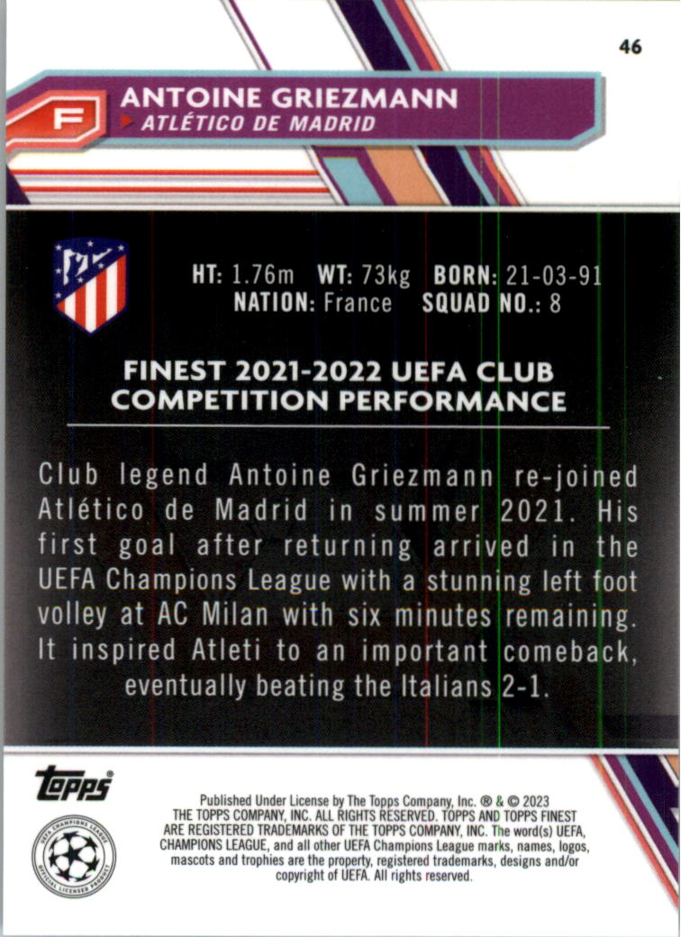 2022-23 Finest UEFA Club Competitions Soccer Card Pick (Inserts) - Picture 97 of 101