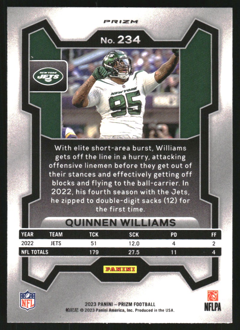 2023 Panini Prizm Prizms Silver #234 Quinnen Williams