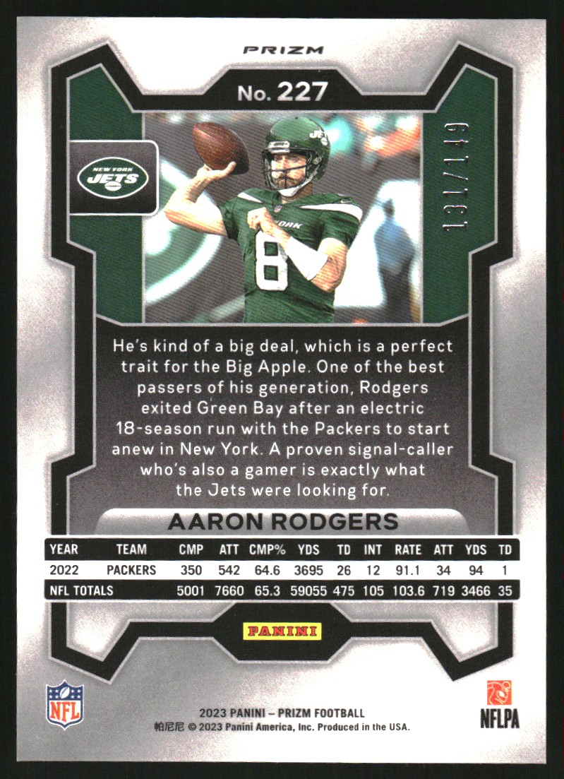 2023 Panini Prizm Prizms Red Wave #227 Aaron Rodgers