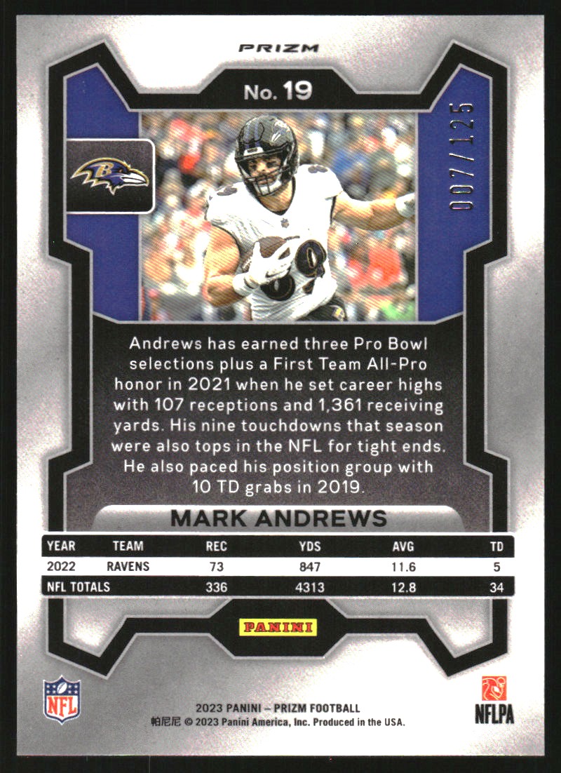 2023 Panini Prizm Prizms Purple #19 Mark Andrews