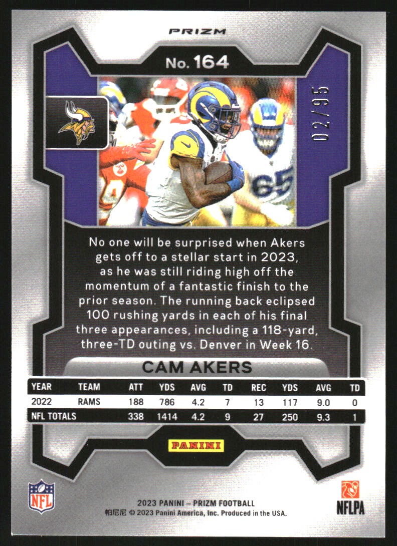 2023 Panini Prizm Prizms No Huddle Blue #164 Cam Akers