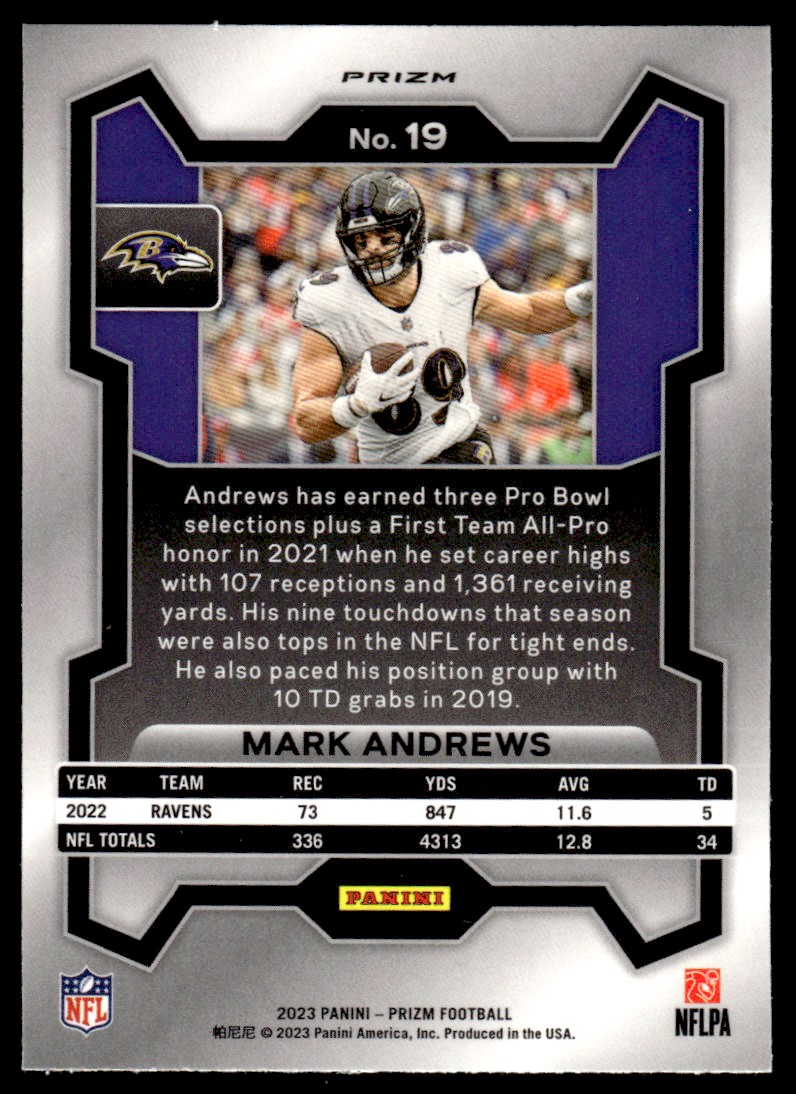 2023 Panini Prizm Prizms Green Wave #19 Mark Andrews