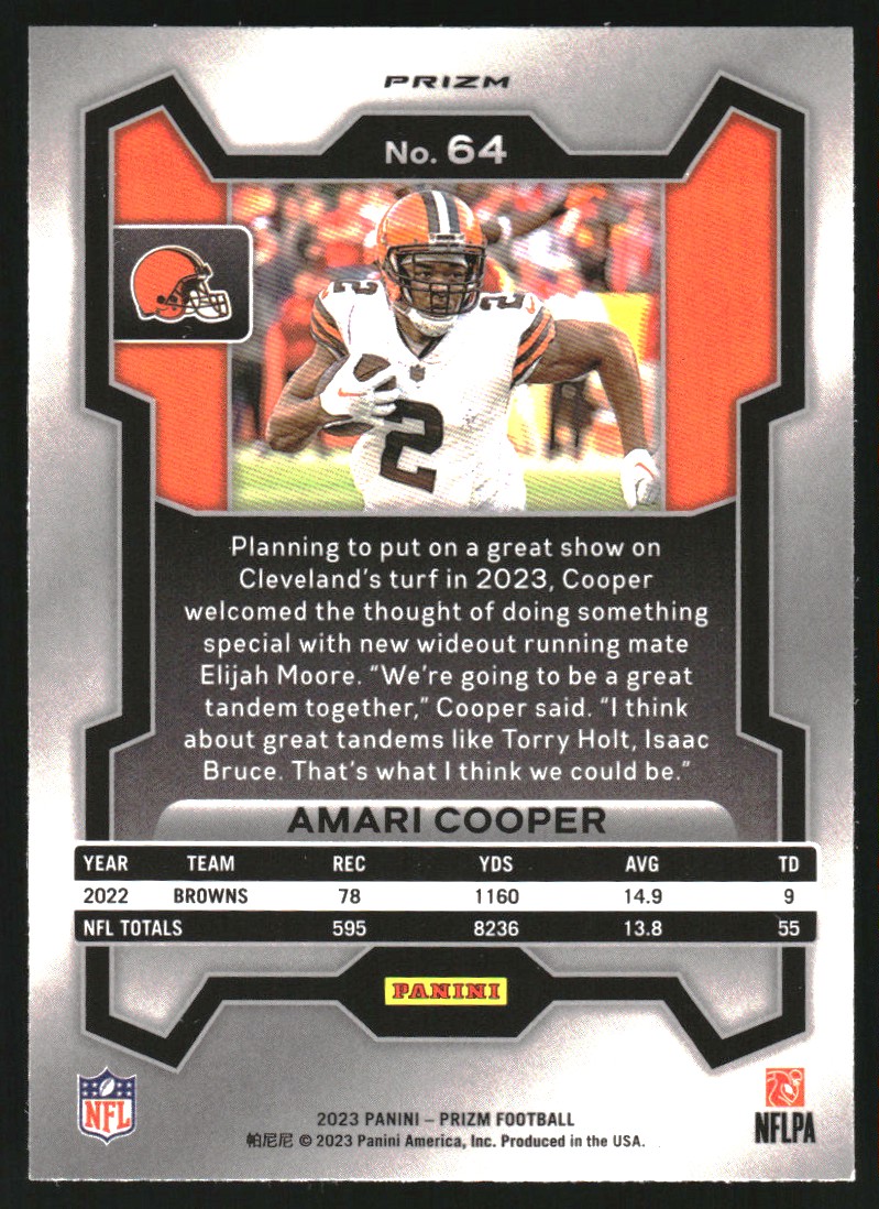 2023 Panini Prizm Prizms Orange Ice #64 Amari Cooper