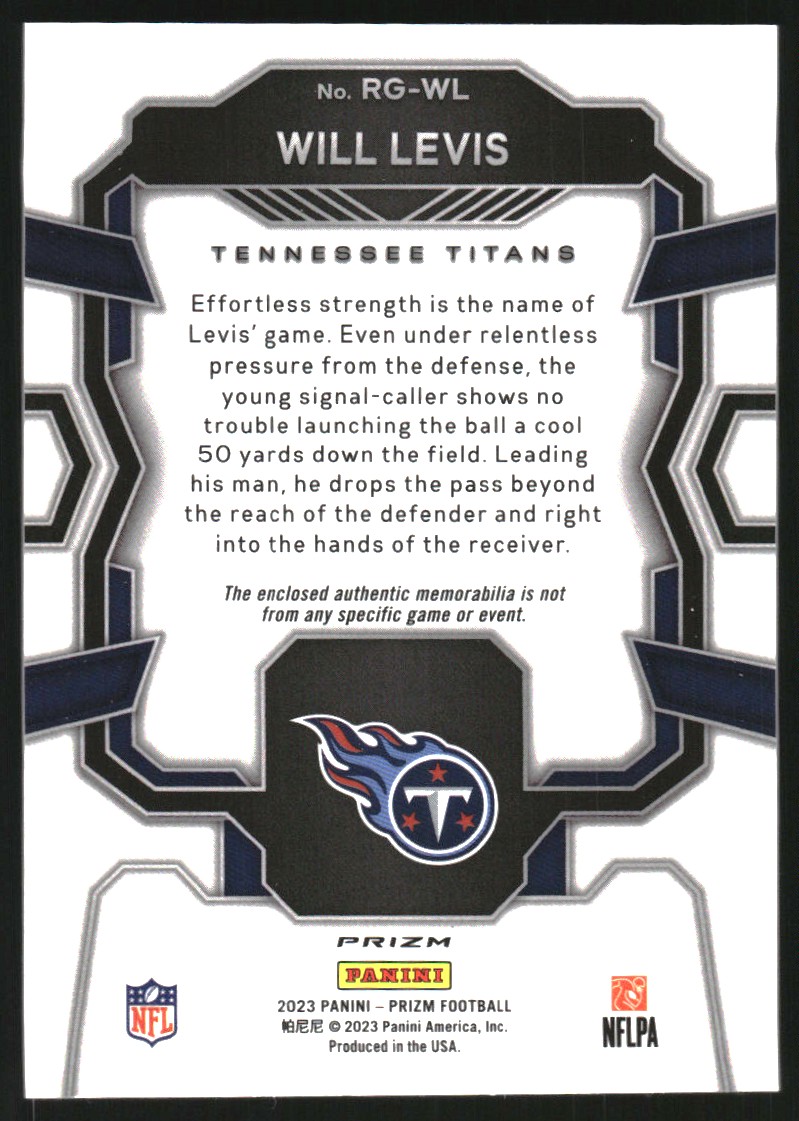 2023 Panini Prizm Rookie Gear Prizms Neon Green Pulsar #4 Will Levis