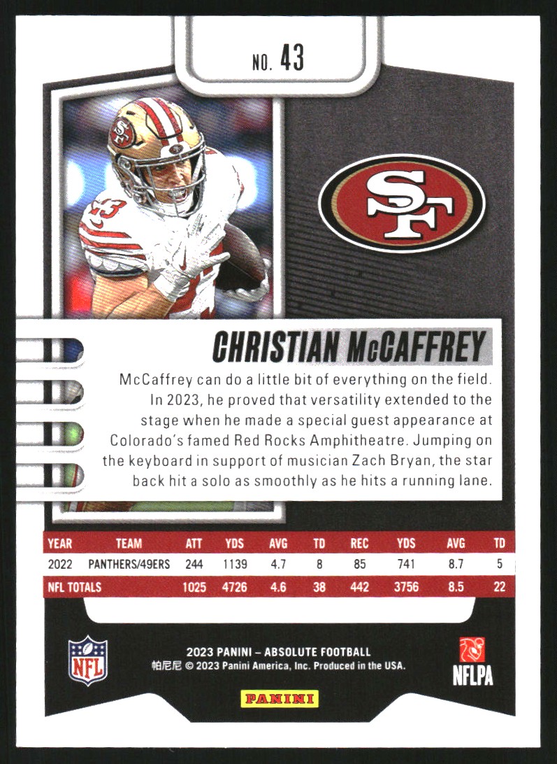 2023 Absolute Green #43 Christian McCaffrey