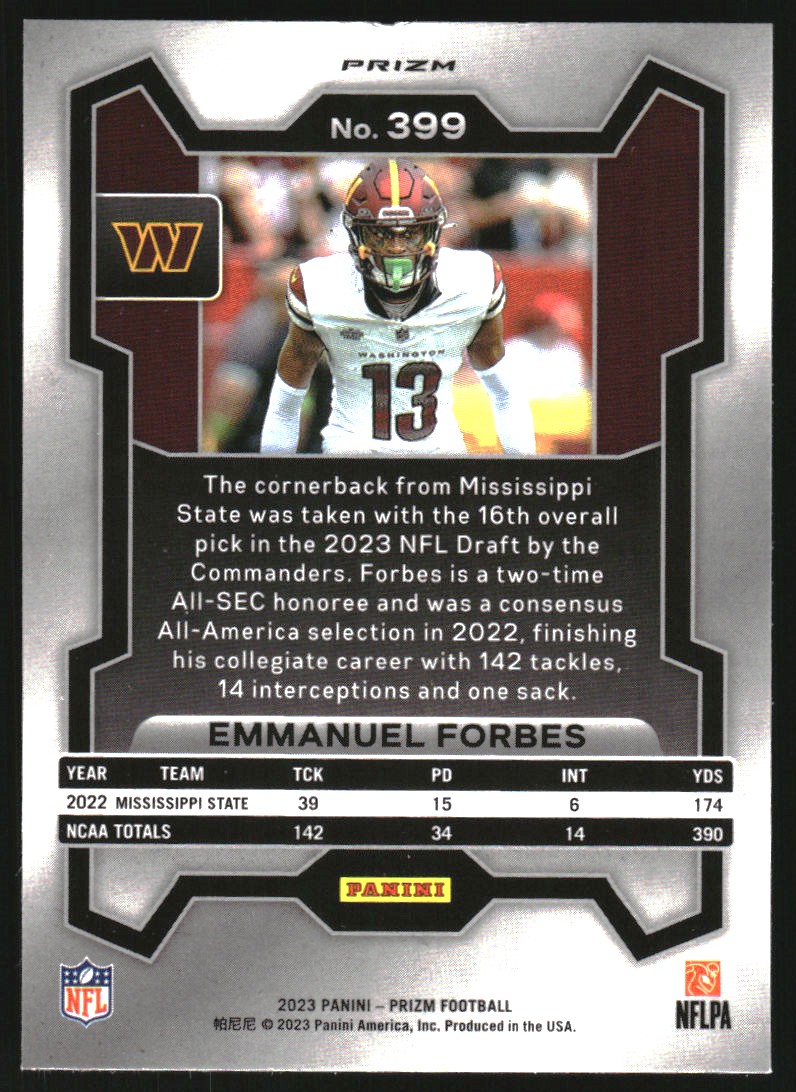 2023 Panini Prizm Prizms Black and White Checker #399 Emmanuel Forbes