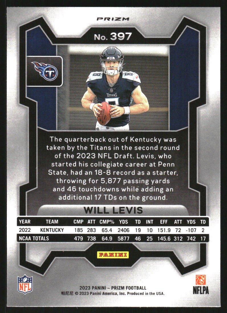 2023 Panini Prizm Prizms Orange Disco #397 Will Levis