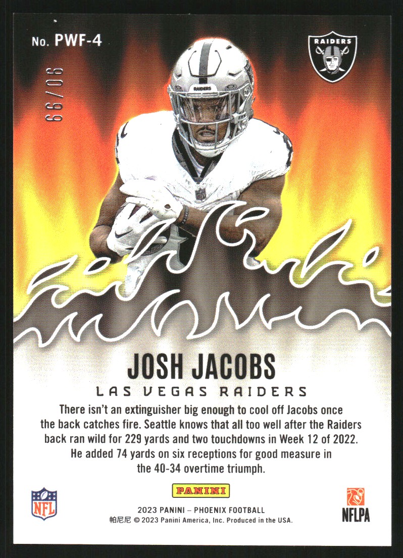 2023 Panini Phoenix Playing with Fire Purple #4 Josh Jacobs
