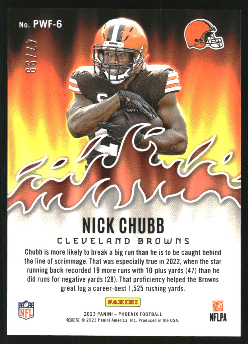 2023 Panini Phoenix Playing with Fire Purple #6 Nick Chubb