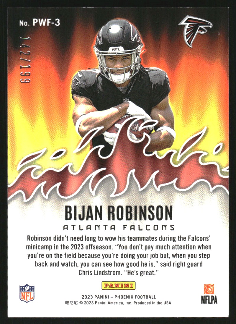 2023 Panini Phoenix Playing with Fire Red #3 Bijan Robinson