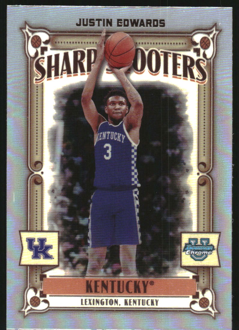 2023-24 Bowman Chrome University Sharp Shooters #SS5 Justin Edwards