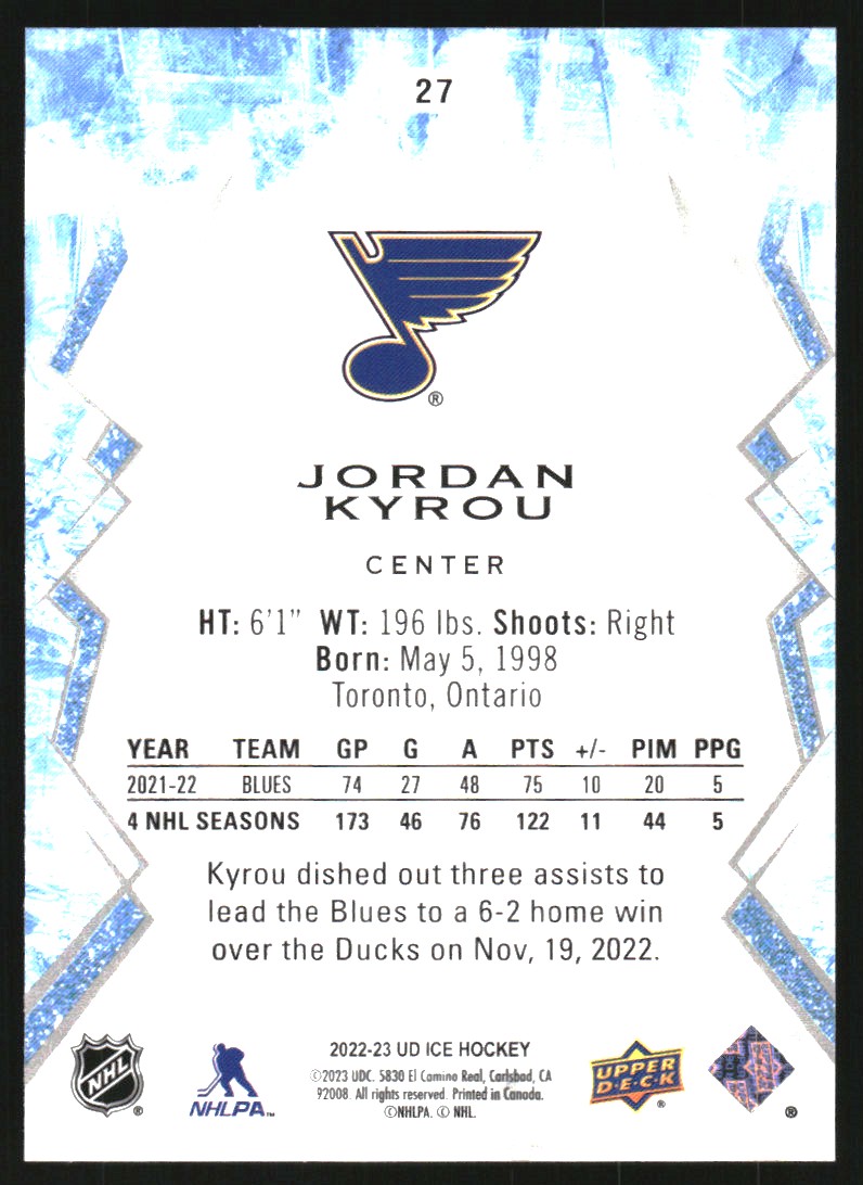 2022-23 Upper Deck Ice Green #27 Jordan Kyrou