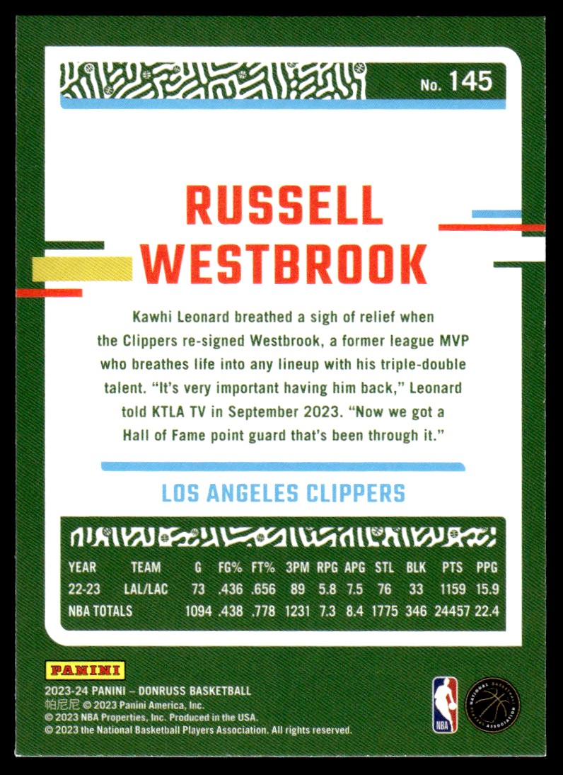 2023-24 Donruss Choice Blue #145 Russell Westbrook