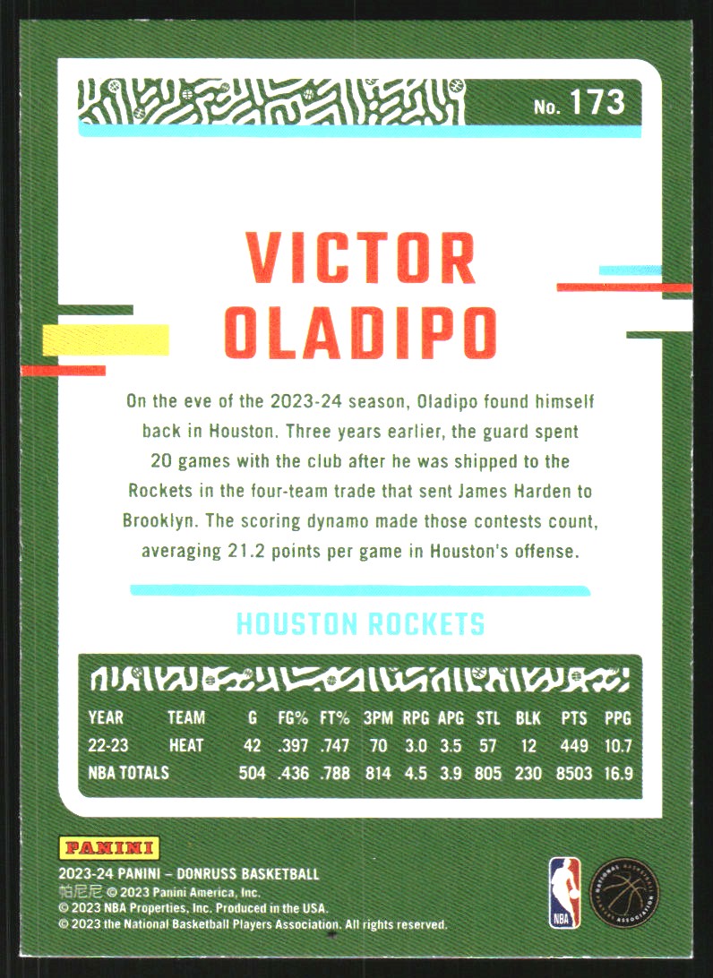 2023-24 Donruss Holo Green Laser #173 Victor Oladipo