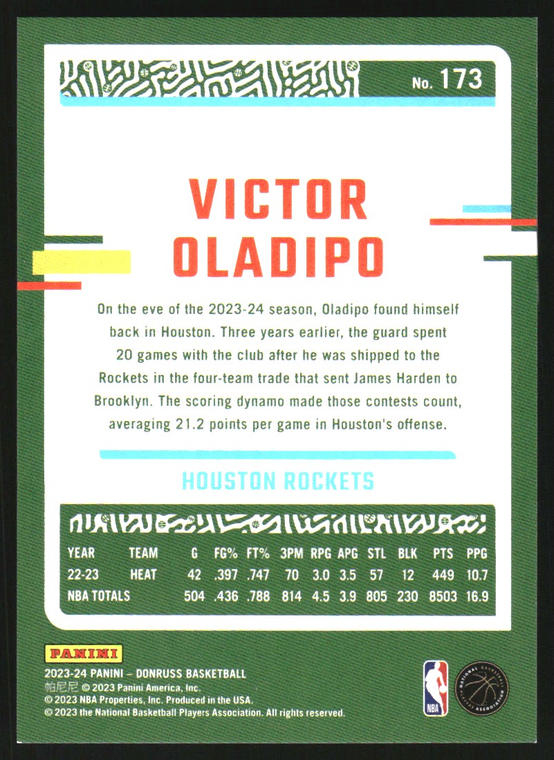 2023-24 Donruss Holo Laser #173 Victor Oladipo