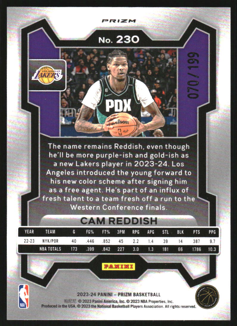 2023-24 Panini Prizm Prizms Blue #230 Cam Reddish /199