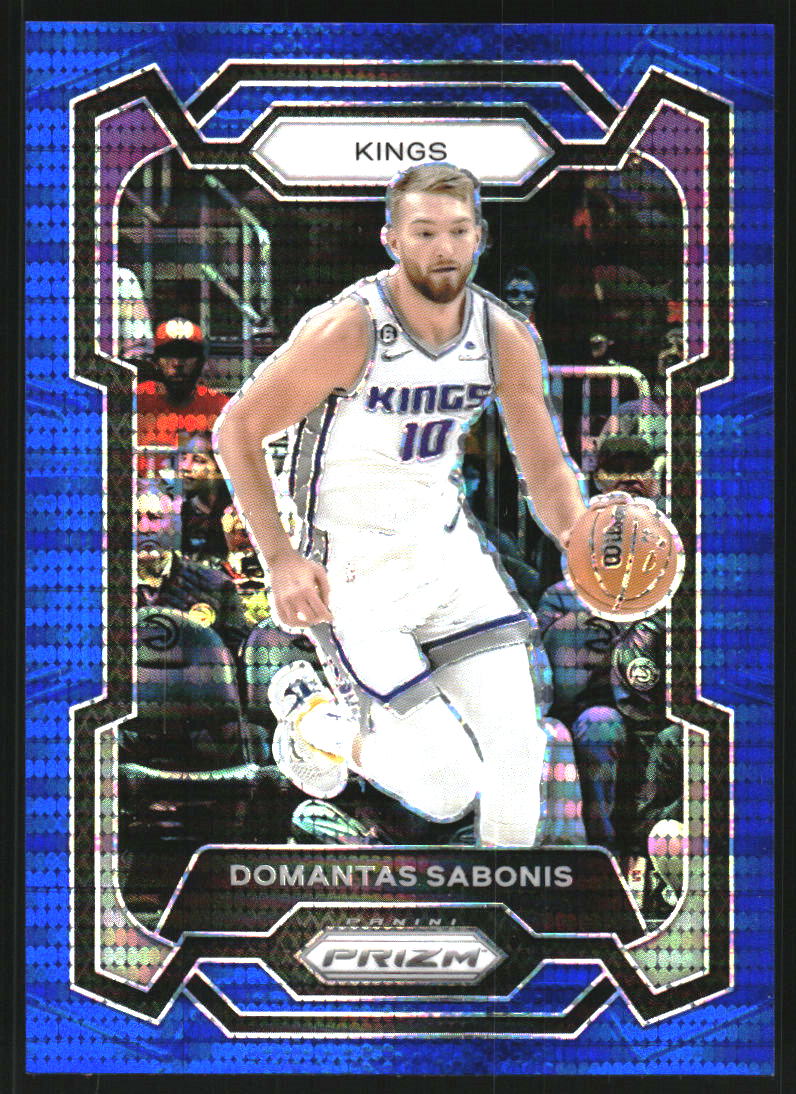 2023-24 Panini Prizm Prizms Blue Seismic #45 Domantas Sabonis /99