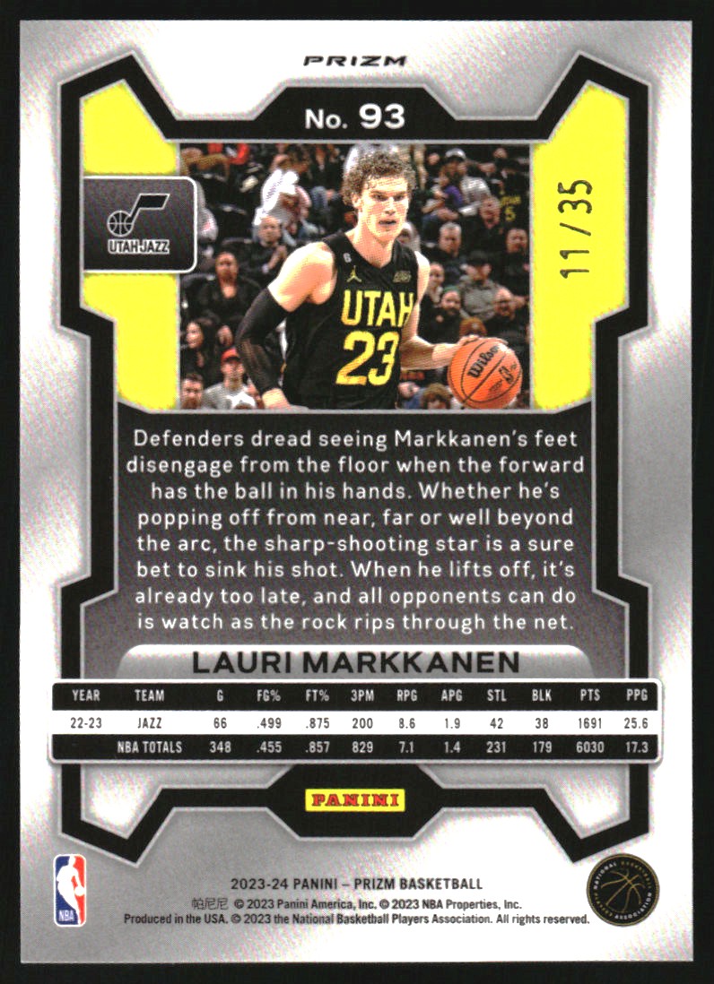 2023-24 Panini Prizm Prizms Blue Shimmer FOTL #93 Lauri Markkanen