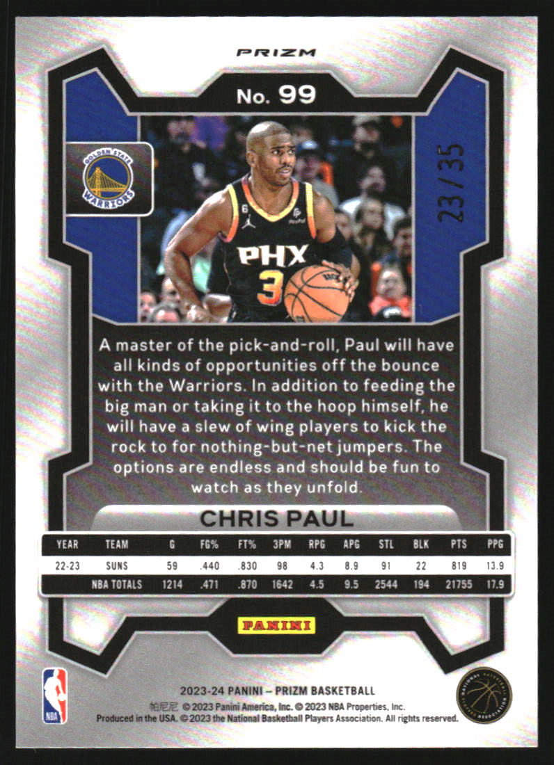 2023-24 Panini Prizm Prizms Blue Shimmer FOTL #99 Chris Paul /35