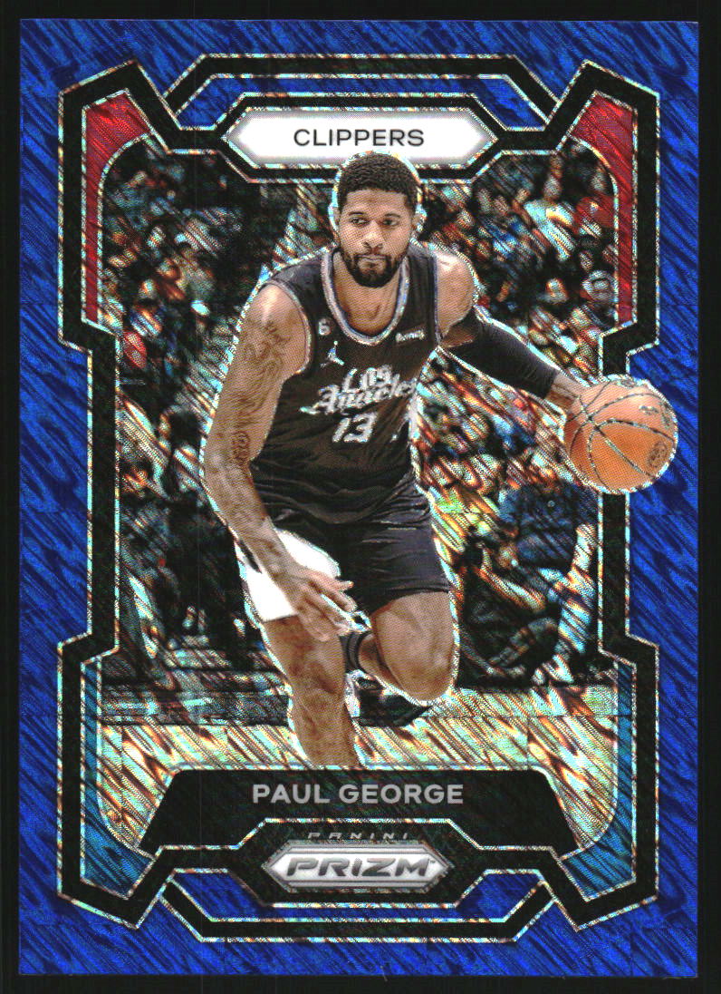 2023-24 Panini Prizm Prizms Blue Shimmer FOTL #101 Paul George /35