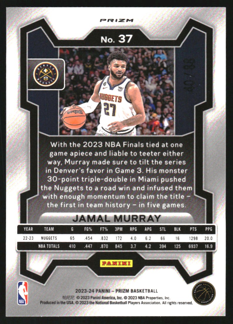 2023-24 Panini Prizm Prizms Choice Red #37 Jamal Murray on