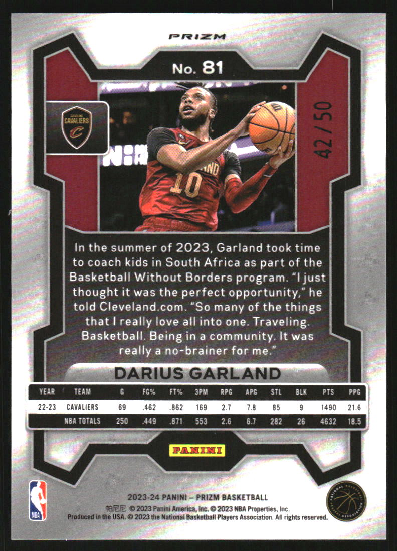 2023-24 Panini Prizm Prizms Fast Break Pink #81 Darius Garland